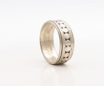 925 Sterling Silver Vintage Ring Solid Round Design Carved  Sz 12  RG31697