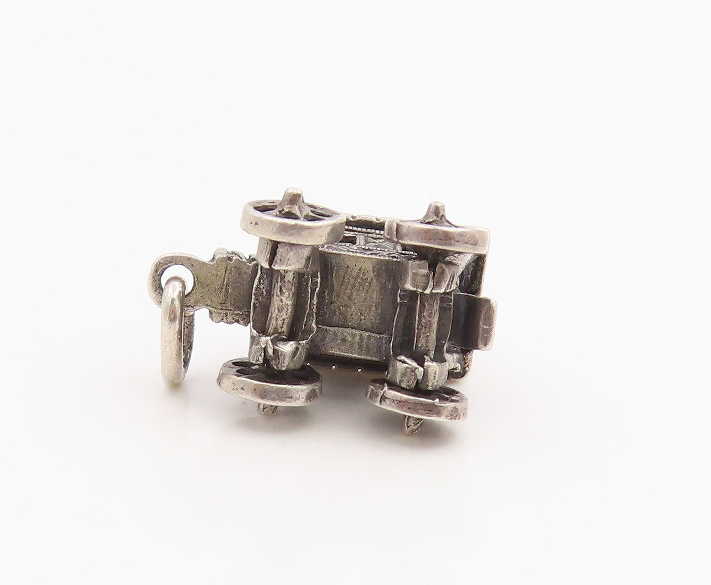 925 Sterling Silver Vintage Pendant Miniature Gypsy Caravan Charm Moves  PT26155