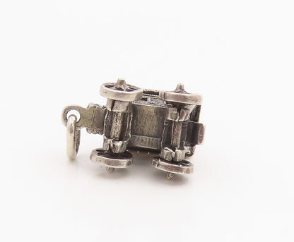 925 Sterling Silver Vintage Pendant Miniature Gypsy Caravan Charm Moves  PT26155