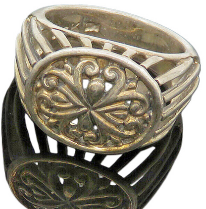 DESIGNER 925 Silver  Vintage Floral Love Heart Dome Band Ring Sz 9  RG20369