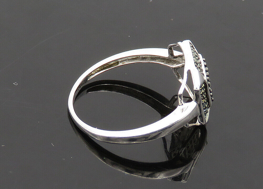 925 Sterling Silver  Vintage Genuine Diamonds Shiny Band Ring Sz 6.5  RG21132