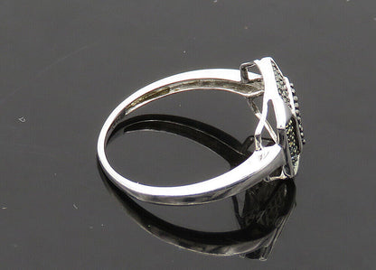 925 Sterling Silver  Vintage Genuine Diamonds Shiny Band Ring Sz 6.5  RG21132