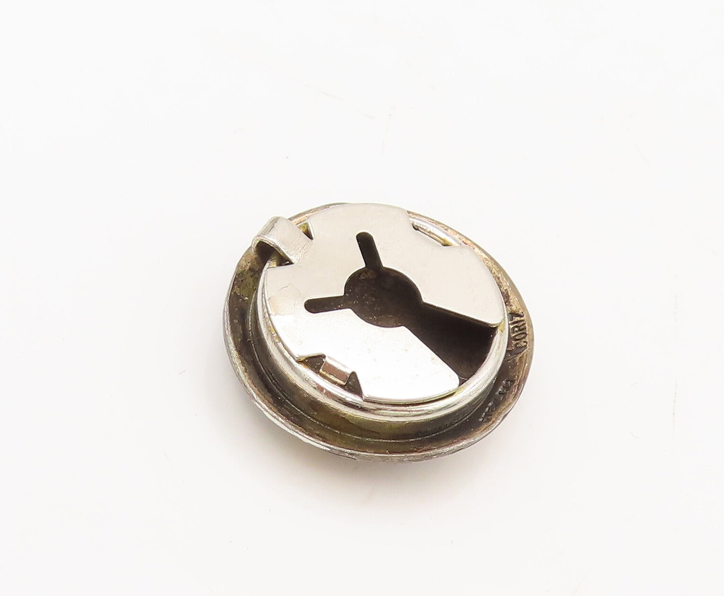 NAVAJO 925 Sterling Silver Vintage Carved Southwestern Button Cover TR3673