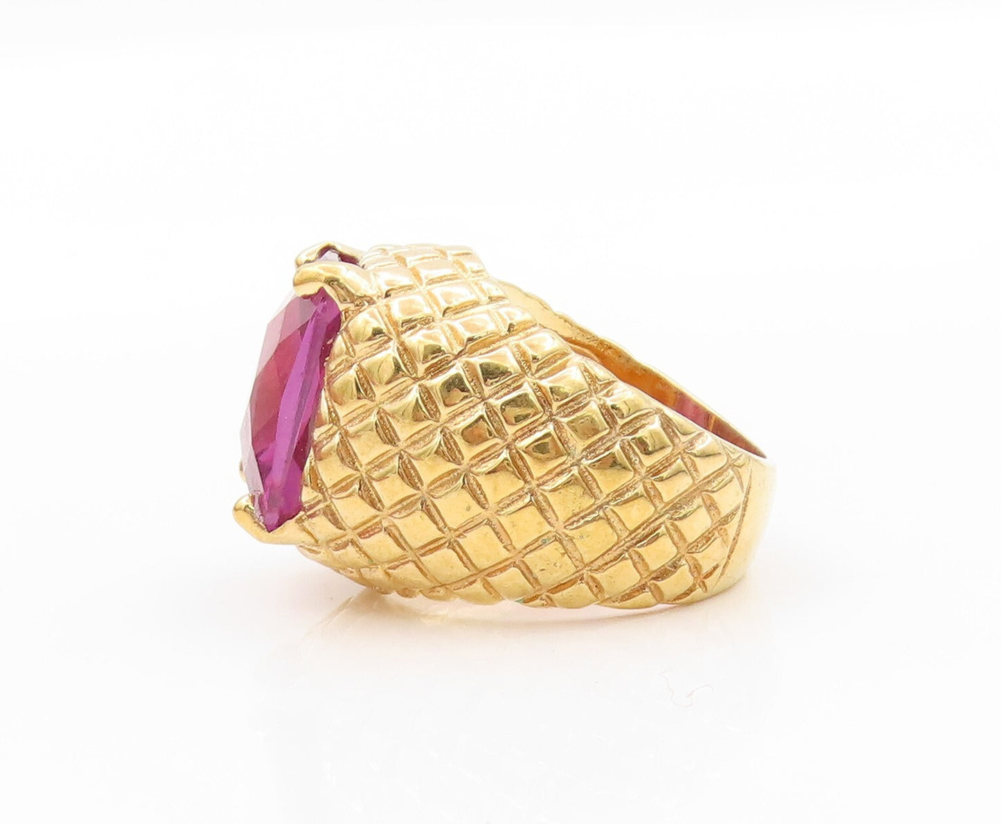 925 Sterling Silver Vintage Ring DAVID SIGAL Gold Plated Square CZ SZ 6  RG31960