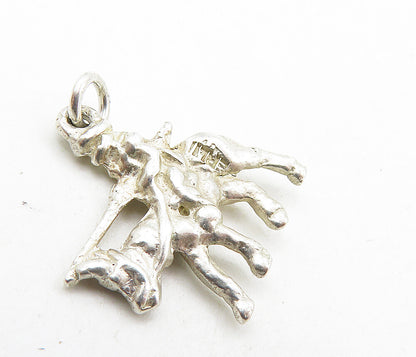 925 Sterling Silver  Vintage Petite Shiny Soldier On Horse Drop Pendant PT6902