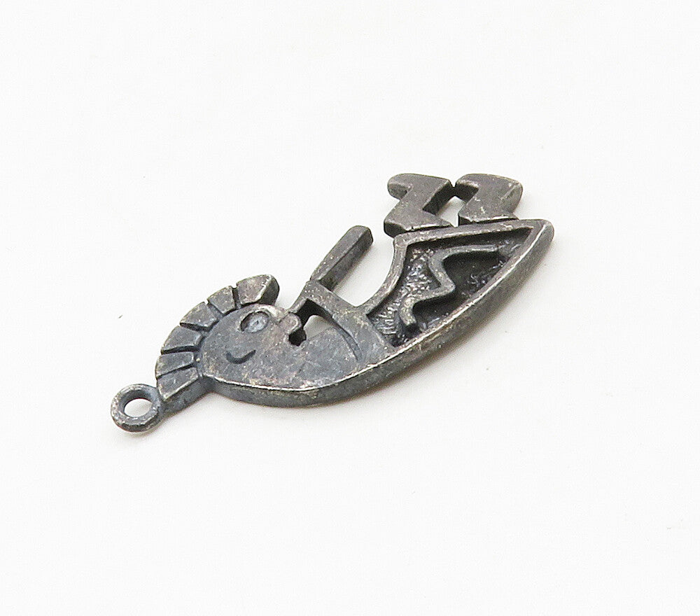 SOUTHWESTERN 925 Silver Vintage Oxidized Kokopelli Dancer Pendant PT13019