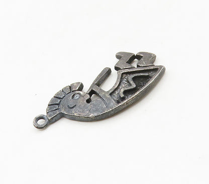 SOUTHWESTERN 925 Silver Vintage Oxidized Kokopelli Dancer Pendant PT13019