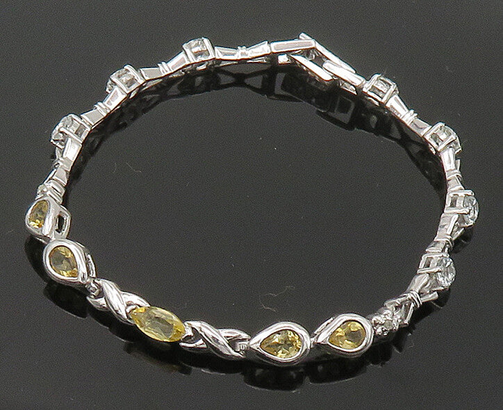 925 Sterling Silver  Faceted Citrine & Topaz Tennis Bracelet  BT1162