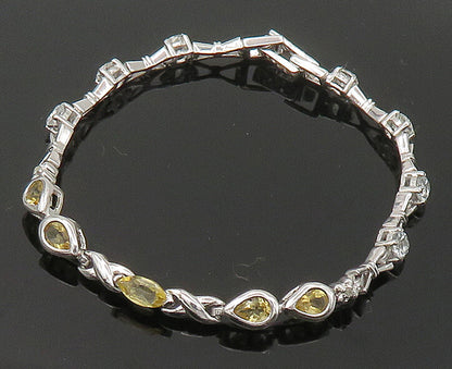 925 Sterling Silver  Faceted Citrine & Topaz Tennis Bracelet  BT1162