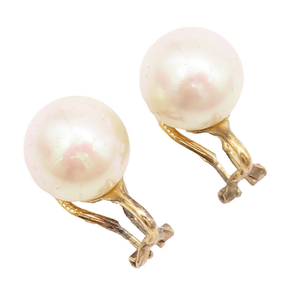 925 Sterling Silver Vintage Earrings MAJORICA Gold Plated Pearls Beaded  EG12976