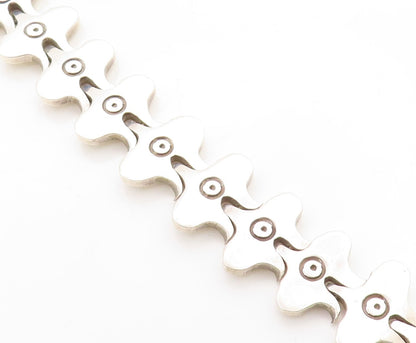 925 Sterling Silver  Vintage Shiny Etched Detail Hinge Chain Bracelet  BT1852