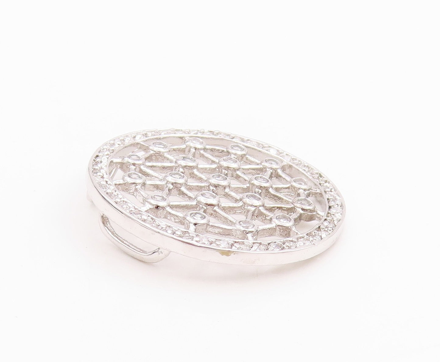 925 Sterling Silver Vintage Pendant Cutout Spider Web CZ Design  PT24557
