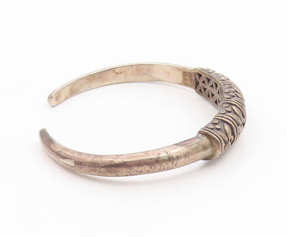 925 Sterling Silver Vintage Bracelet Solid Engraved Floral Design Cuff  BT11804