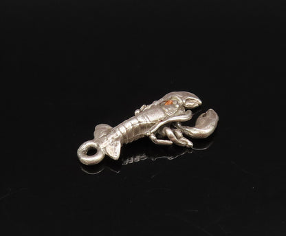 925 Sterling Silver  Vintage Minimalist Lobster Charm Pendant (MOVES)  PT21885