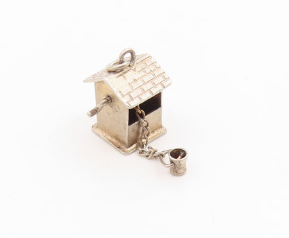 925 Sterling Silver Vintage Pendant 3D Wishing Well With Bucket Charm  PT26153