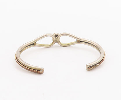 925 Sterling Silver Vintage Bracelet Twisted Rope Cutout Lapis Lazuli  BT10311