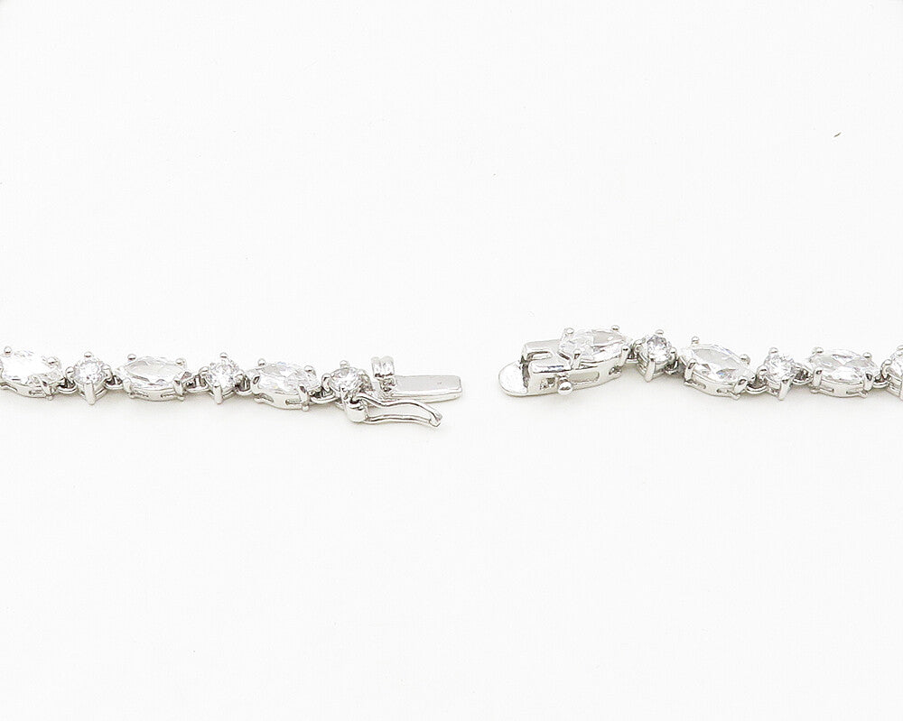 925 Sterling Silver  Sparkling Prong Set Cubic Zirconia Chain Necklace  NE2766