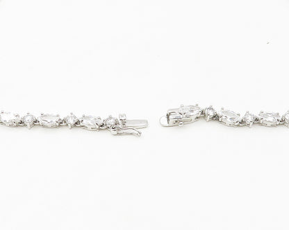 925 Sterling Silver  Sparkling Prong Set Cubic Zirconia Chain Necklace  NE2766
