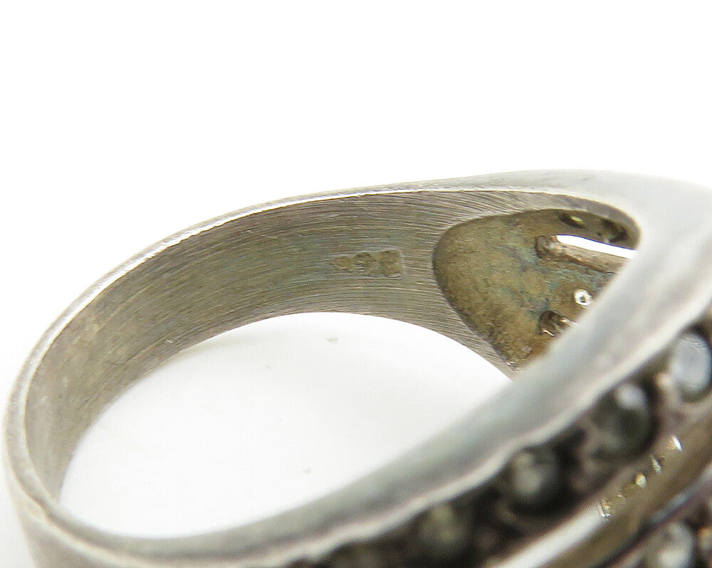 925 Sterling Silver  Vintage Cubic Zirconia Split Band Ring Sz 6  RG17482