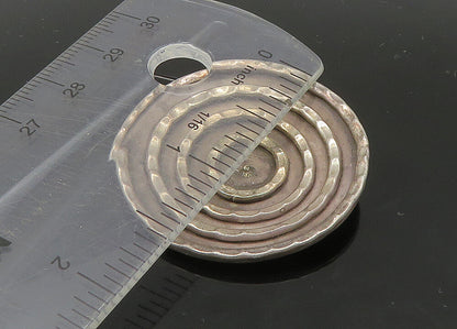 925 Sterling Silver  Vintage Shiny Detail Graduated Circles Pendant  PT18664