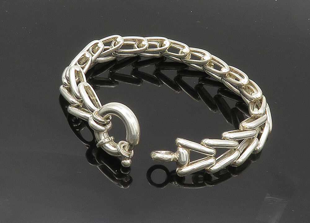 925 Sterling Silver  Vintage Shiny Arrow Hinge Link Chain Bracelet  BT8190