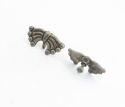 MEXICO 925 Sterling Silver  Vintage Antique Bow Non Pierce Earrings  EG4473