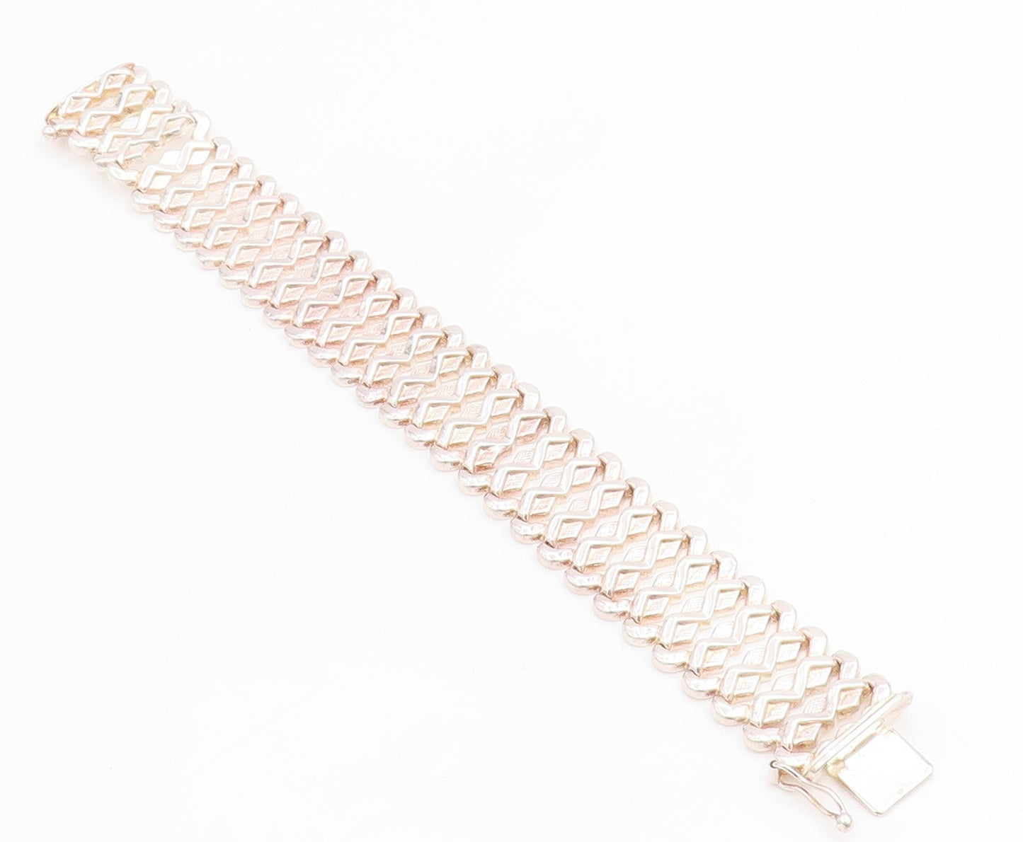 925 Sterling Silver Vintage Bracelet Classic Woven Geometric Ladder Link BT11822
