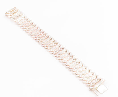 925 Sterling Silver Vintage Bracelet Classic Woven Geometric Ladder Link BT11822