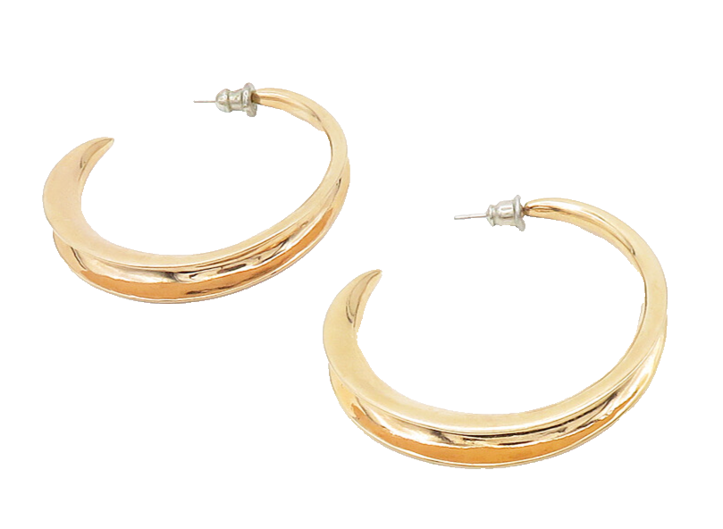 RLM STUDIO 925 Silver  Shiny Rose Gold Plated Concave JHoop Earrings  EG9229