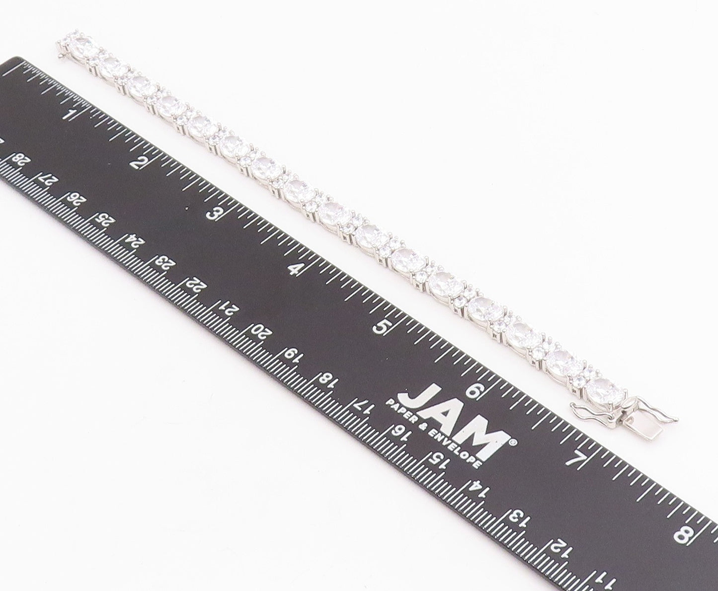 925 Sterling Silver Vintage Bracelet Sparkling CZ Elegant Tennis Link  BT11881