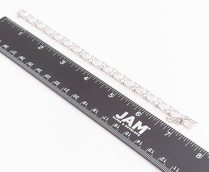 925 Sterling Silver Vintage Bracelet Sparkling CZ Elegant Tennis Link  BT11881