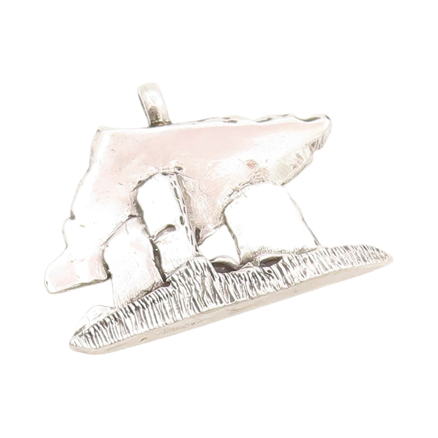 925 Sterling Silver Vintage Pendant Brutalist Cutout Mountain Scenery  PT24117