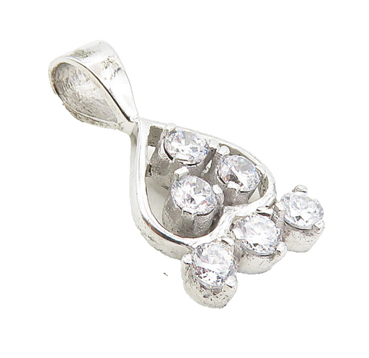 925 Sterling Silver  Vintage Sparkling Cubic Zirconia Heart Pendant  PT6447