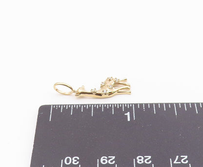 925 Sterling Silver   Petite Topaz Shiny Gold Plated Giraffe Pendant  PT12802