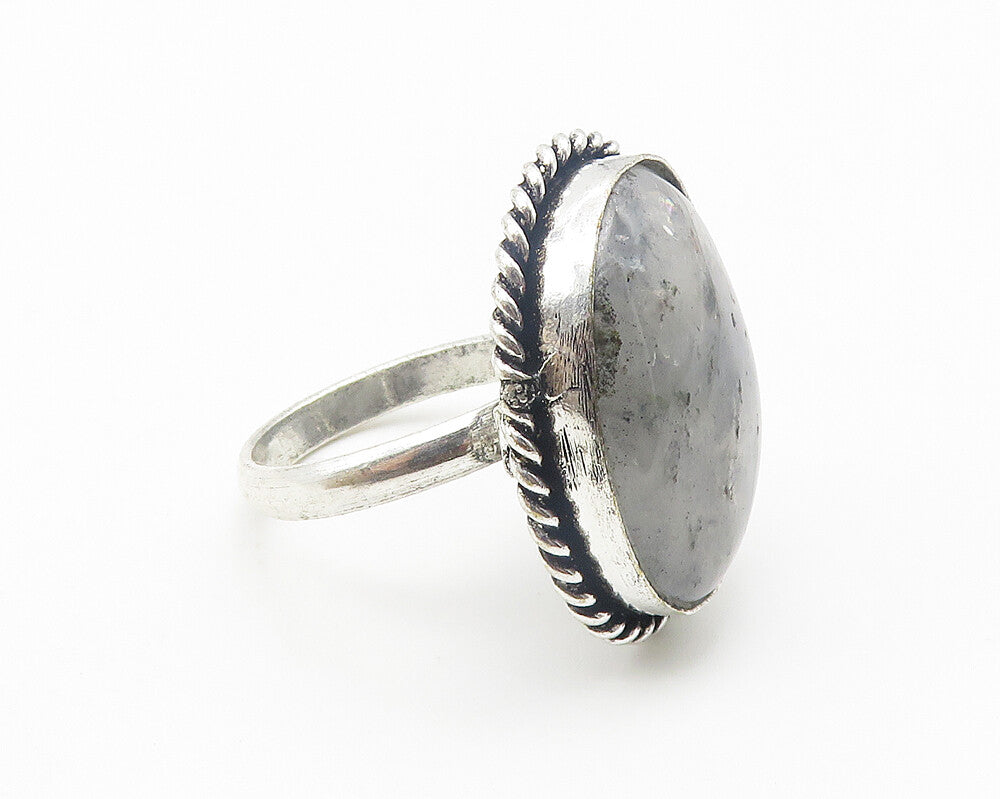 925 Sterling Silver  Rutilated Quartz Twist Shiny Cocktail Ring Sz 8  RG10255