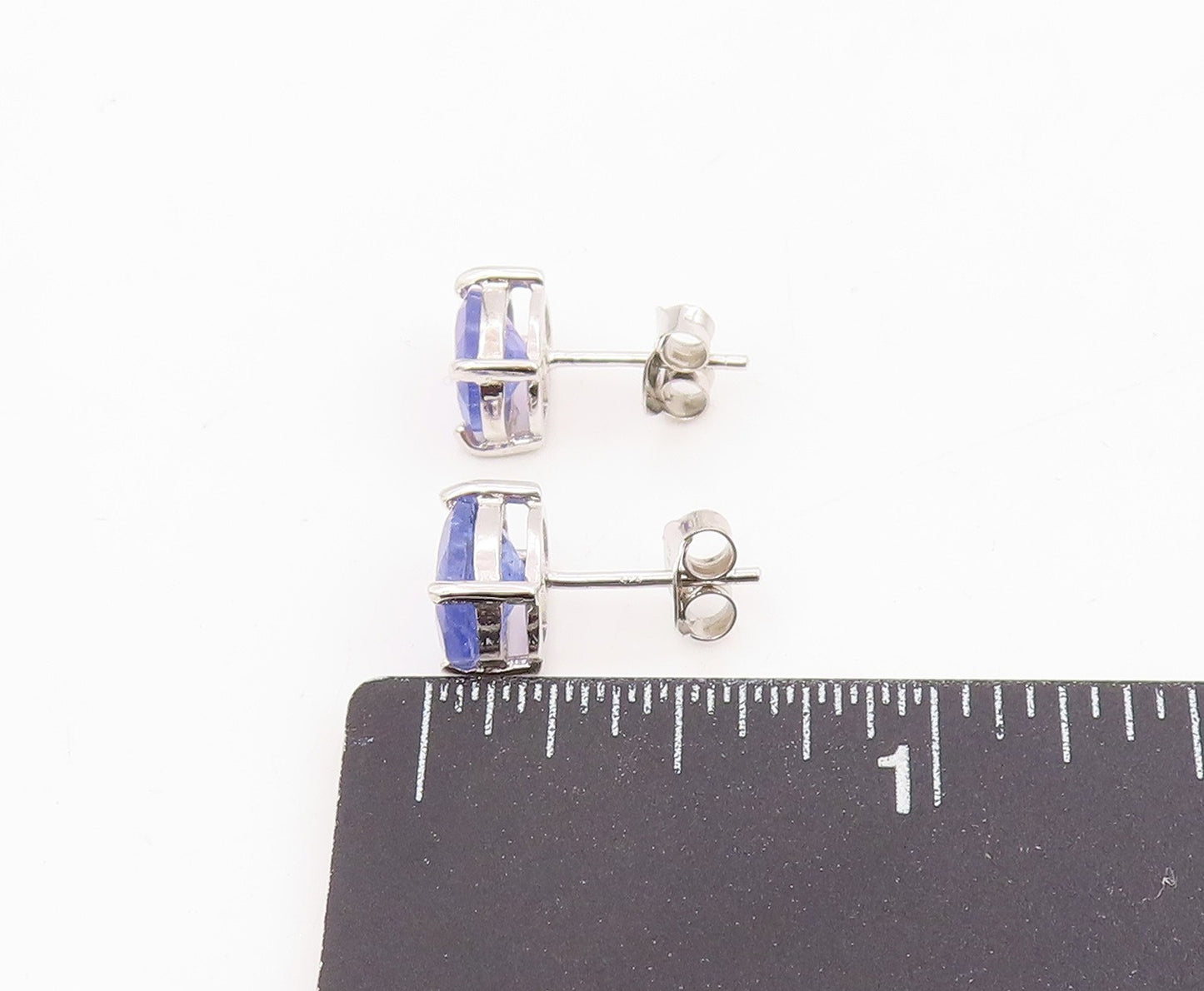 925 Sterling Silver Vintage Earrings Minimalist Oval Cut Tanzanite Stud  EG13992