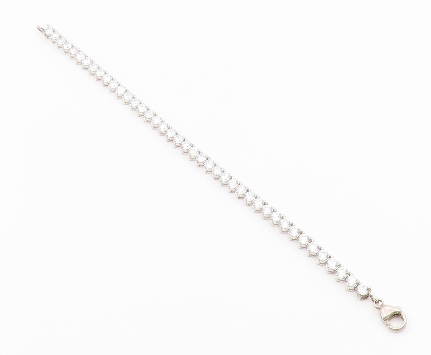 925 Sterling Silver  Shiny Prong Set Cubic Zirconia Tennis Bracelet  BT4250