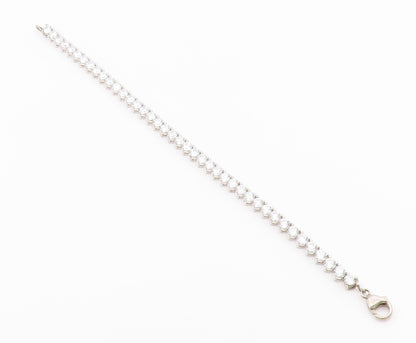 925 Sterling Silver  Shiny Prong Set Cubic Zirconia Tennis Bracelet  BT4250