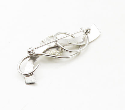 VAN DELL 925 Sterling Silver  Vintage Shiny Flower Swirl Brooch Pin  BP6533