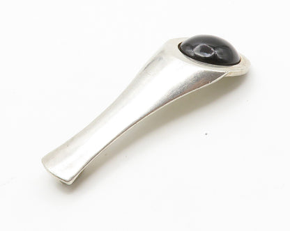ISRAEL 925 Sterling Silver  Vintage Cabochon Cut Black Onyx Pendant  PT11073