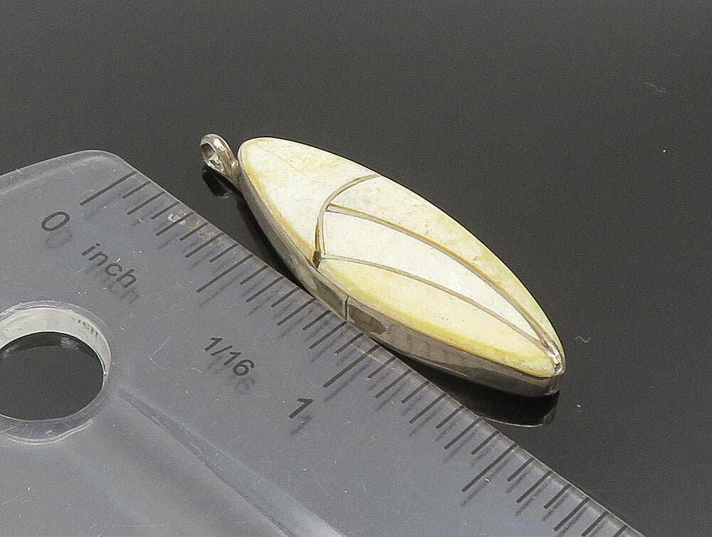 925 Sterling Silver Vintage Mother Of Pearl Pendant PT19857