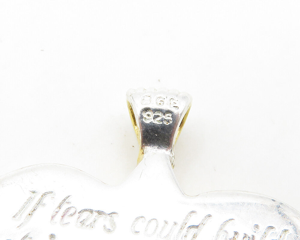 BGE 925 Silver  Vintage Cubic Zirconia 2 Tone Angel Wing Heart Pendant PT15047