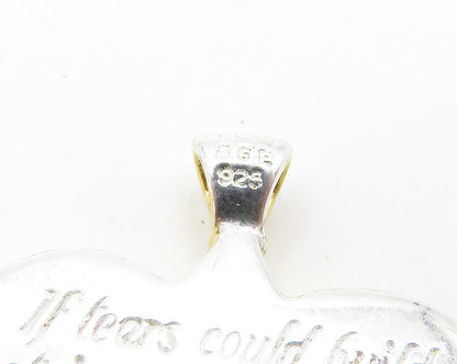 BGE 925 Silver  Vintage Cubic Zirconia 2 Tone Angel Wing Heart Pendant PT15047