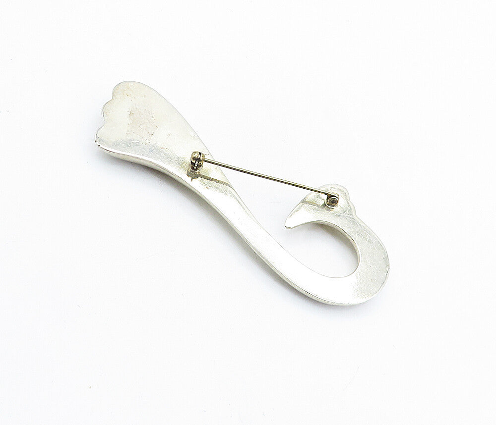 925 Sterling Silver  Vintage Hollow Smooth Fluted Swirl Brooch Pin  BP2185