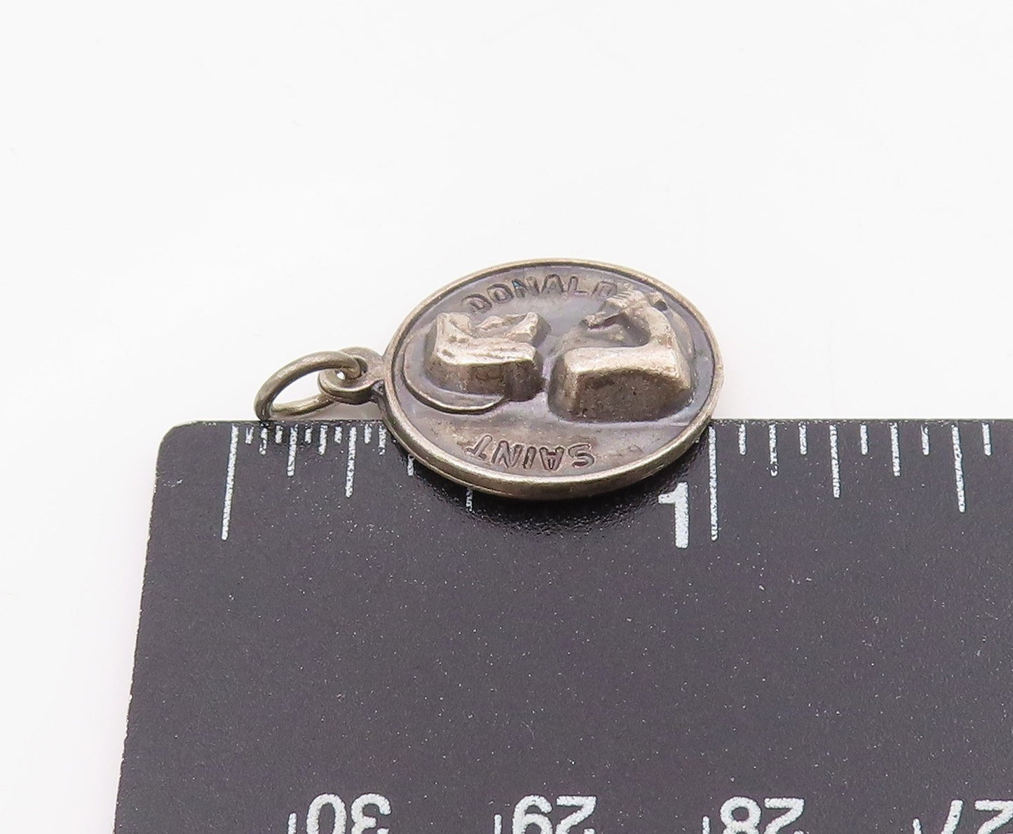 925 Sterling Silver Vintage Pendant Saint Donald Religious Medallion  PT25462