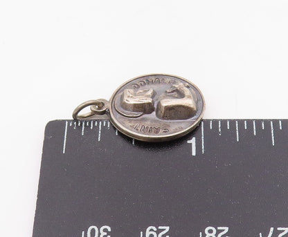 925 Sterling Silver Vintage Pendant Saint Donald Religious Medallion  PT25462