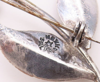 MEXICO 925 Silver  Vintage Amethyst Loves Me Loves Me Not Brooch Pin  BP3288