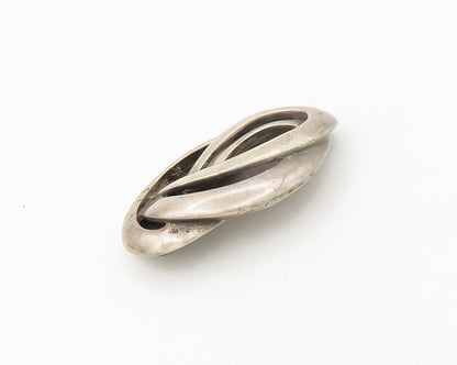 DESIGNER 925 Sterling Silver  Vintage Smooth Swirl Knot Brooch Pin  BP7451
