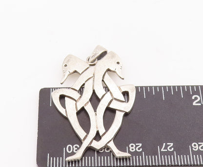 925 Sterling Silver Vintage Pendant Celtic Knot Design With Two Birds  PT22876