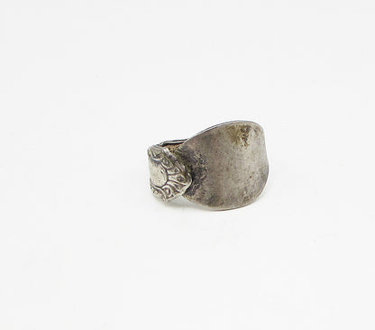 925 Sterling Silver  Vintage Carved Bypass Band Ring Sz 6  RG3334